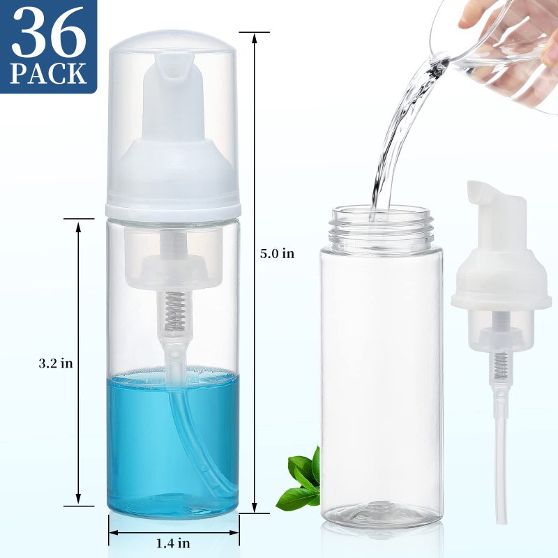 GliSun 36 pcs 2oz Empty Foam Soap Dispensers Bottle Mini Lash Cleanser Bottles Refillable Cleaning for Shampoo Lotion Hand Sanitizer Cosmetics Castile BPA-Free - Image 2